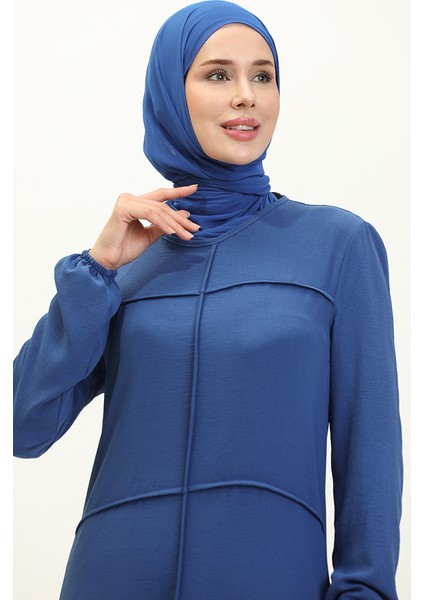 Aerobin Kumaş Büzgülü Elbise 6595-01 Indigo