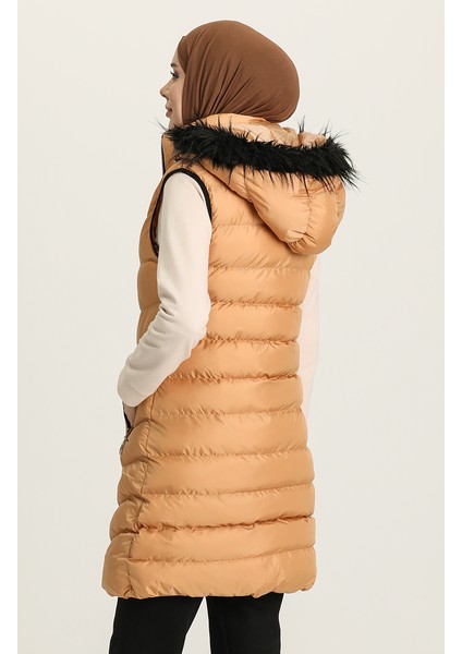 Kapüşonlu Kapitone Şişme Yelek 7003-02 Camel modelleri