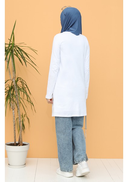 Düz Spor Tunik 6016-02 Beyaz modelleri