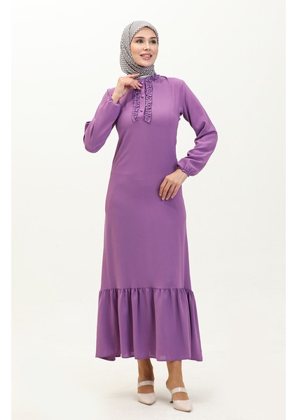 Aerobin Kumaş Fırfırlı Elbise 1006-07 Lila fiyatları