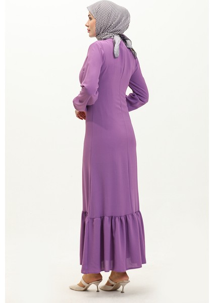 Aerobin Kumaş Fırfırlı Elbise 1006-07 Lila indirimleri