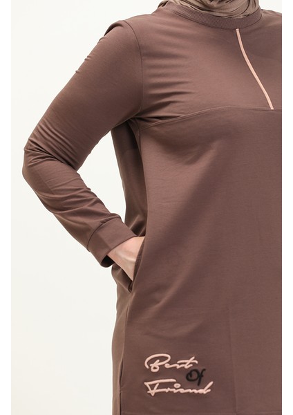 Büyük Beden Cepli Eşofman Takım 11042-02 Kahverengi fırsatları