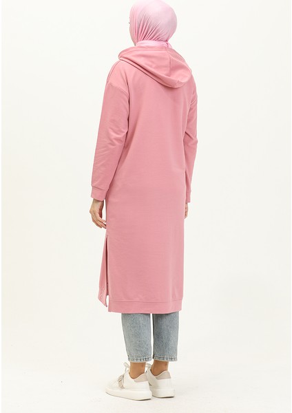 Kapüşonlu Spor Tunik 3007-20 Pembe