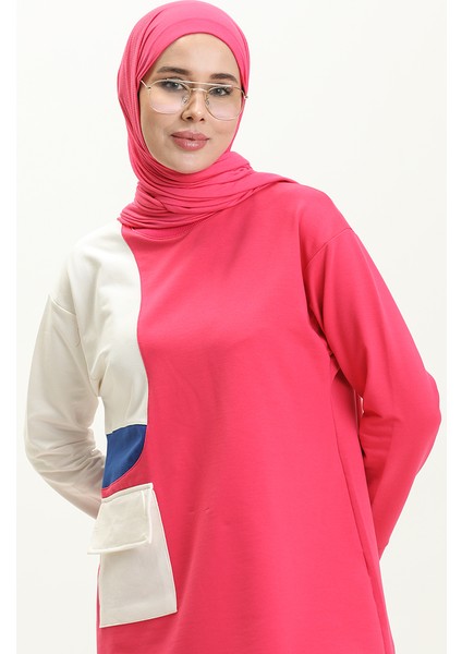 Yandan Cepli Eşofman Takım 70086-04 Fuşya