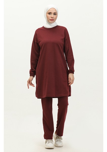 Yırtmaçlı Eşofman Takım 03060-03 Bordo