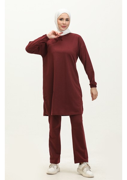 Yırtmaçlı Eşofman Takım 03060-03 Bordo fiyatları