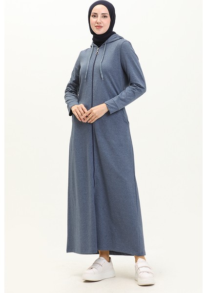 Kapüşonlu Cepli Spor Ferace 3011-05 Indigo