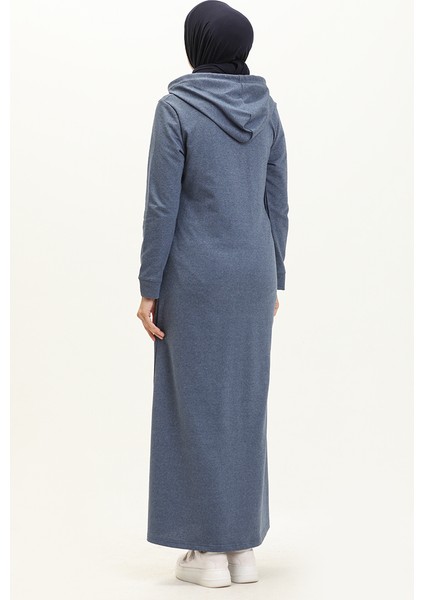 Kapüşonlu Cepli Spor Ferace 3011-05 Indigo