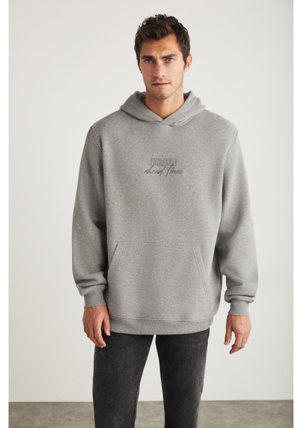 Ralph Erkek Kapüşonlu Içi Polarlı Oversize Kalıp Grimelanj Sweatshirt