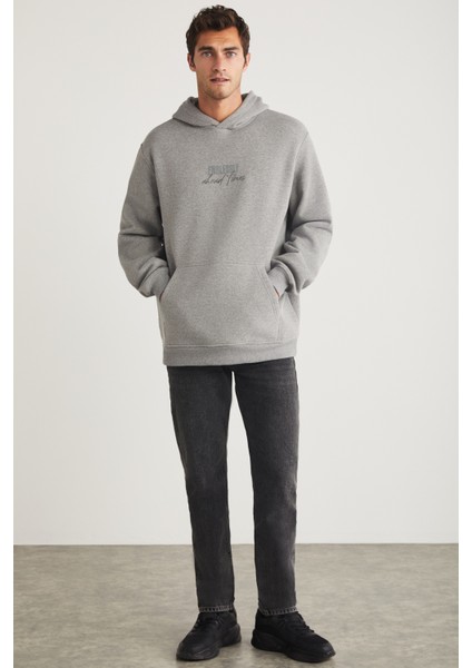 Ralph Erkek Kapüşonlu Içi Polarlı Oversize Kalıp Grimelanj Sweatshirt