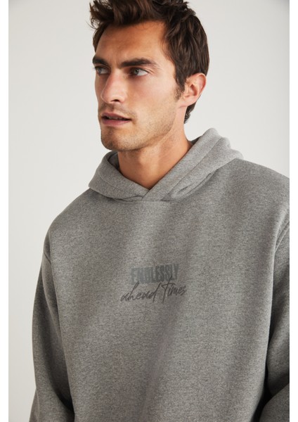 Ralph Erkek Kapüşonlu Içi Polarlı Oversize Kalıp Grimelanj Sweatshirt