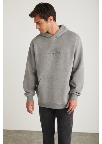 Ralph Erkek Kapüşonlu Içi Polarlı Oversize Kalıp Grimelanj Sweatshirt