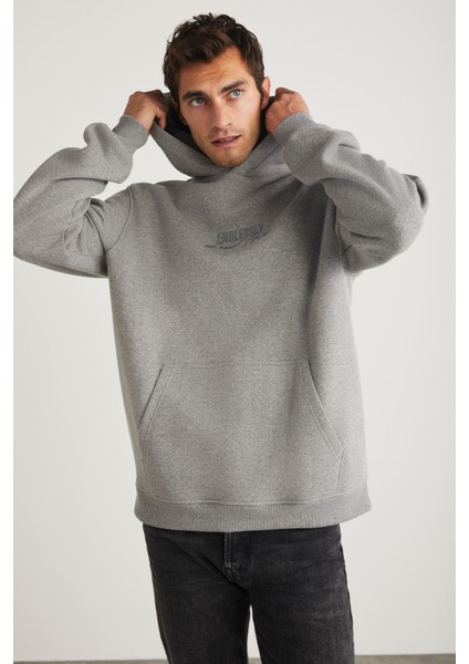 Ralph Erkek Kapüşonlu Içi Polarlı Oversize Kalıp Grimelanj Sweatshirt
