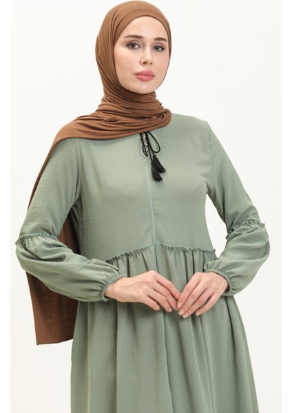 Fermuarlı Mevsimlik Ferace 5027-05 Yeşil