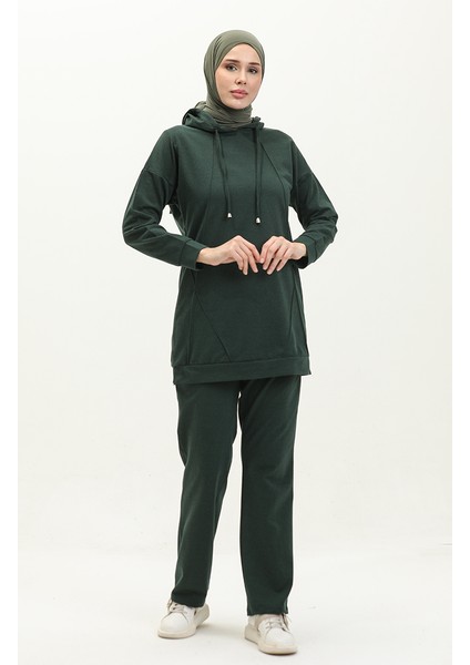 Çıma Detaylı Eşofman Takım 3039-02 Nefti Yeşil