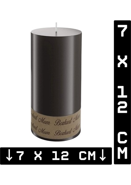 12'li Siyah Silindir Baton Mum 7 x 12 cm fiyatları