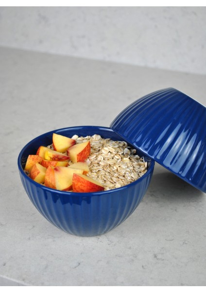 Bowl Kasesi Kahvaltılık Kase Stonware Meyve Salata Yemek Kasesi 14CM-1 Adet Mavi
