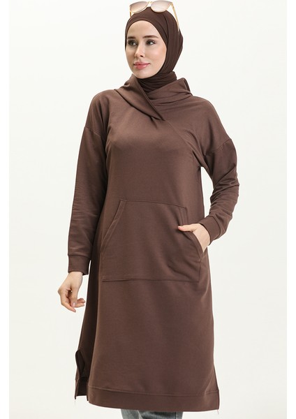 Kanguru Cepli Spor Tunik 3032-03 Kahverengi