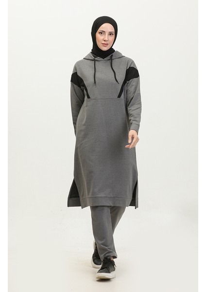Renk Garnili Eşofman Takm 3026-06 Gri