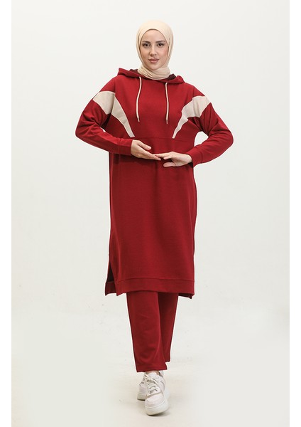 Renk Garnili Eşofman Takm 3026-05 Bordo fiyatları