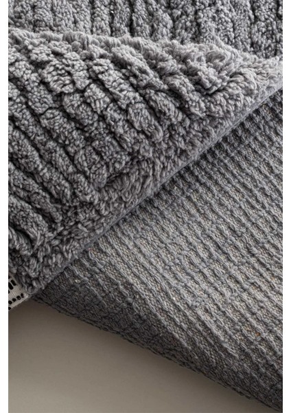 Ecocotton Rita Antrasit 2'li Karde Pamuk Banyo Paspas Seti modelleri