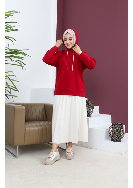 Kapüşonlu Sweatshirt 23002-06 Bordo modelleri