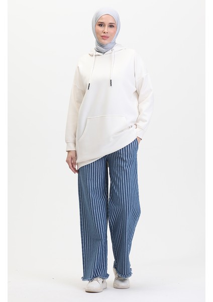 Beli Lastikli Kot Pantolon 1793B-01 Mavi