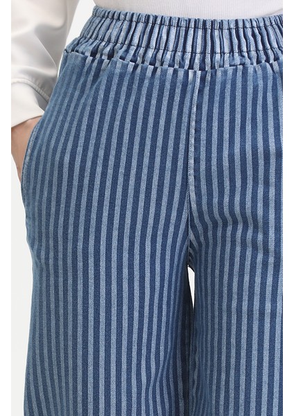 Beli Lastikli Kot Pantolon 1793B-01 Mavi