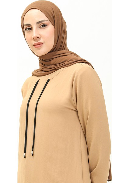 Aerobin Kumaş Garnili Tunik Pantolon Ikili Takım 1003-07 Vizon modelleri