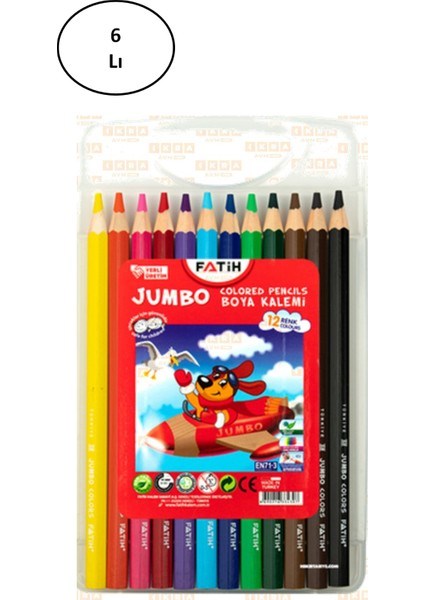 12 Renk Kuru Boya Jumbo Çantalı 6'lı