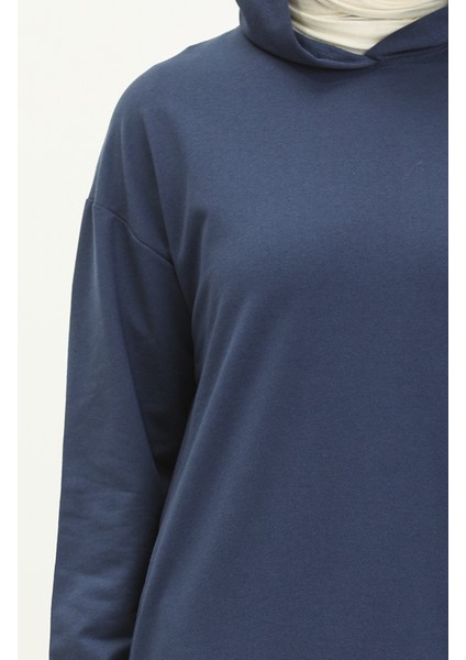 Kapüşonlu Spor Tunik 3007-23 Indigo