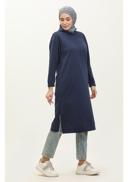 Kapüşonlu Spor Tunik 3007-31 Açık Indigo fiyatları
