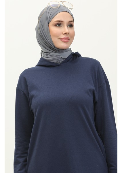 Kapüşonlu Spor Tunik 3007-31 Açık Indigo modelleri