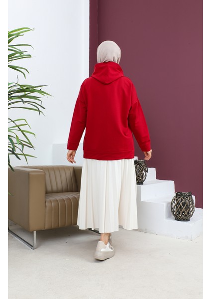 Kapüşonlu Sweatshirt 23002-06 Bordo indirimleri