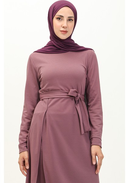 Yırtmaçlı Tunik Pantolon Ikili Takım 0664-04 Koyu Lila