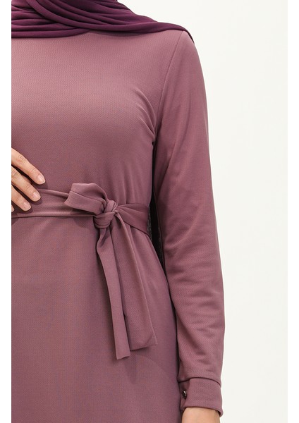 Yırtmaçlı Tunik Pantolon Ikili Takım 0664-04 Koyu Lila
