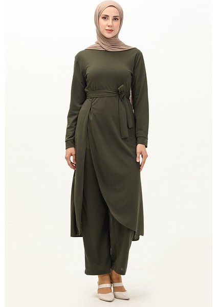Yırtmaçlı Tunik Pantolon Ikili Takım 0664-07 Haki