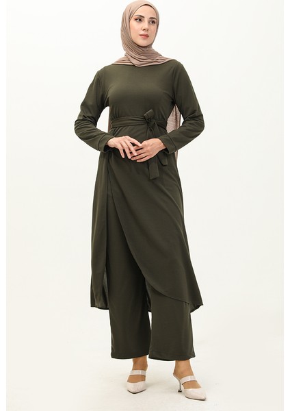 Yırtmaçlı Tunik Pantolon Ikili Takım 0664-07 Haki