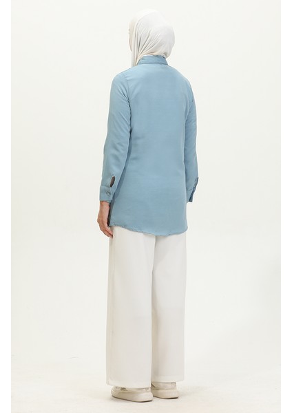 Düğmeli Tunik 6111-04 Indigo