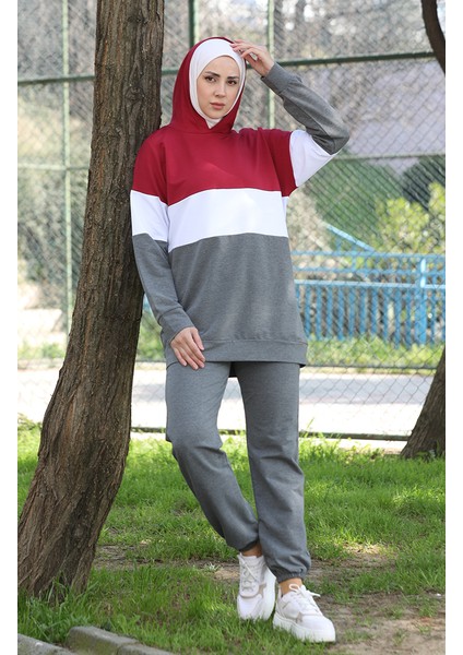 Ikili Eşofman Takım 24001-02 Bordo Antrasit