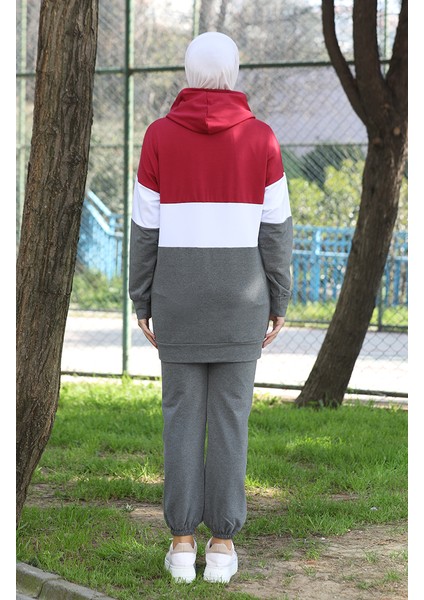 Ikili Eşofman Takım 24001-02 Bordo Antrasit
