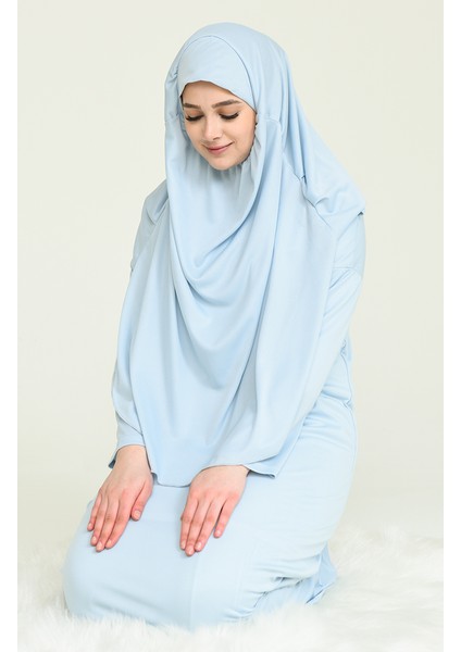 Çantalı Namaz Elbisesi 4486A-11 Bebek Mavisi