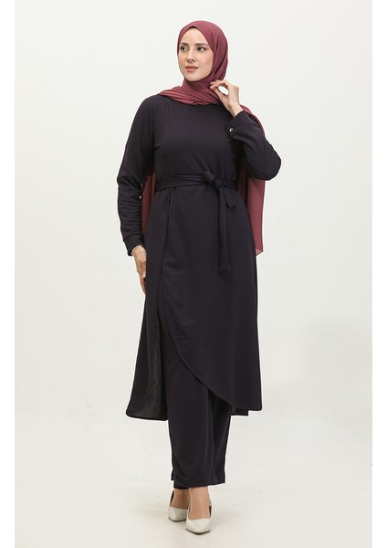 Yırtmaçlı Tunik Pantolon Ikili Takım 0664-10 Mor