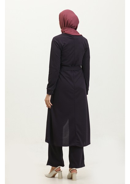 Yırtmaçlı Tunik Pantolon Ikili Takım 0664-10 Mor