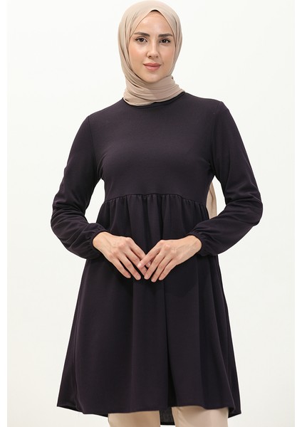 Büzgülü Tunik 7272-05 Mor