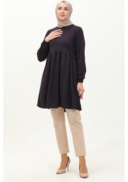 Büzgülü Tunik 7272-05 Mor