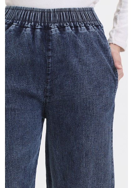 Beli Lastikli Kot Pantolon 1793H-01 Mavi
