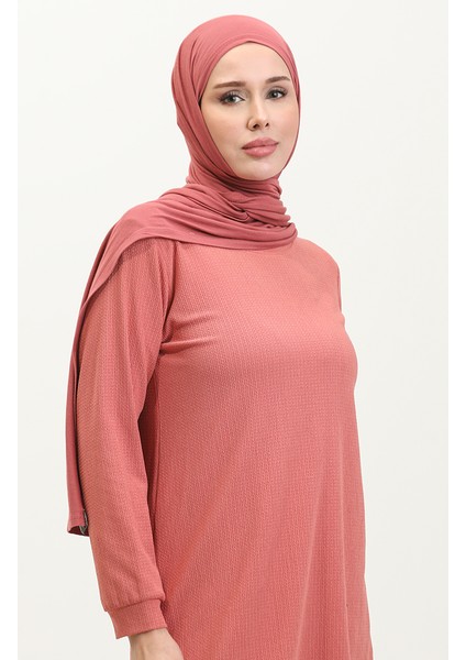 Bürümcük Kumaş Tunik Pantolon Ikili Takım 20011-01 Gül Kurusu modelleri
