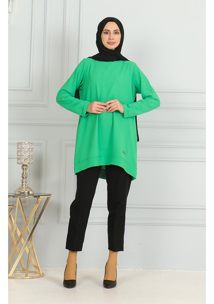 Aerobin Kumaş Yırtmaçlı Tunik 9138-02 Yeşil