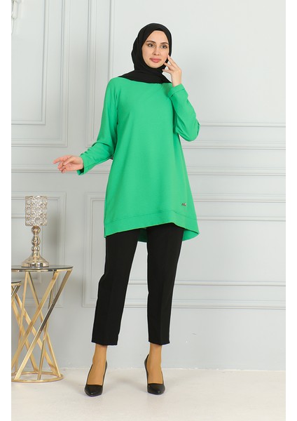 Aerobin Kumaş Yırtmaçlı Tunik 9138-02 Yeşil